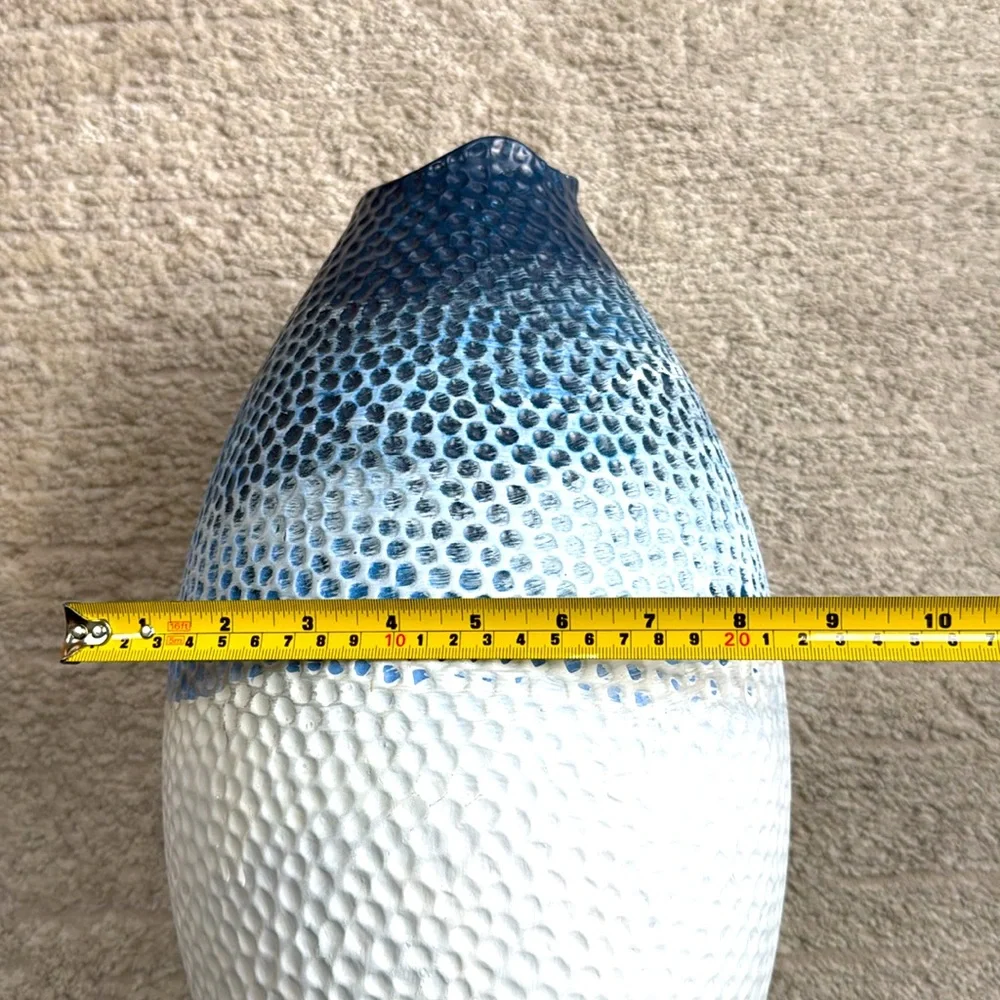 *LIKE NEW* Rockfish Large Ceramic Vase - Navy Blue to White Gradient